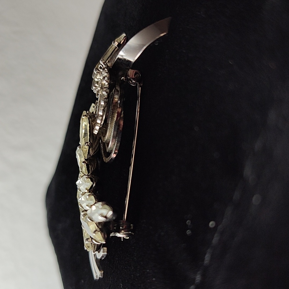 Vintage EMBY Sterling Silver Rhinestone Brooch Pin 1950's - Picture 10 of 11